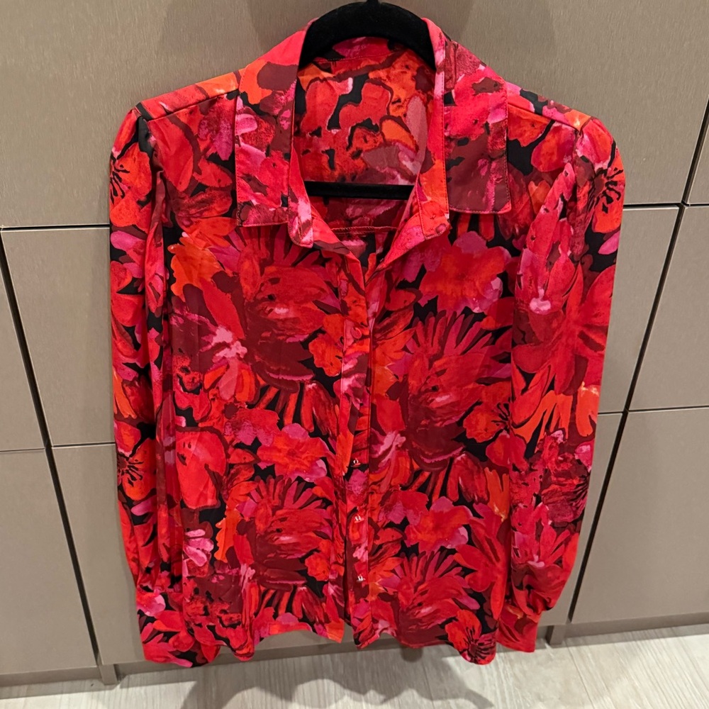 Vibrant Floral Button-Up Blouse